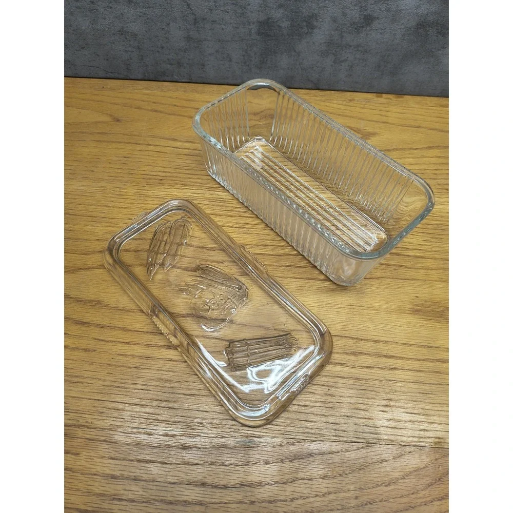 Federal Glass Embossed Vegetable Ribbed Glass Refrigerator‎ Rectangular Dish